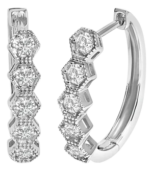14K Gold 1/2 Cttw Diamond Earring Zig-Zagging Geometric Hoop Earrings (G-H Color, SI1-SI2)