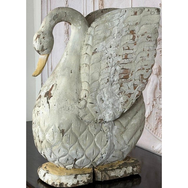 A breathtaking and highly sculptural antique swan, with soul, poetry, and a magnificent time-worn patina that cannot be...