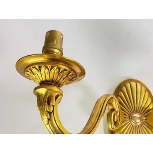 Metal Vintage French Bronze Sconces in Gold Color, 20th Century, Set of 2 For Sale - Image 7 of 8
