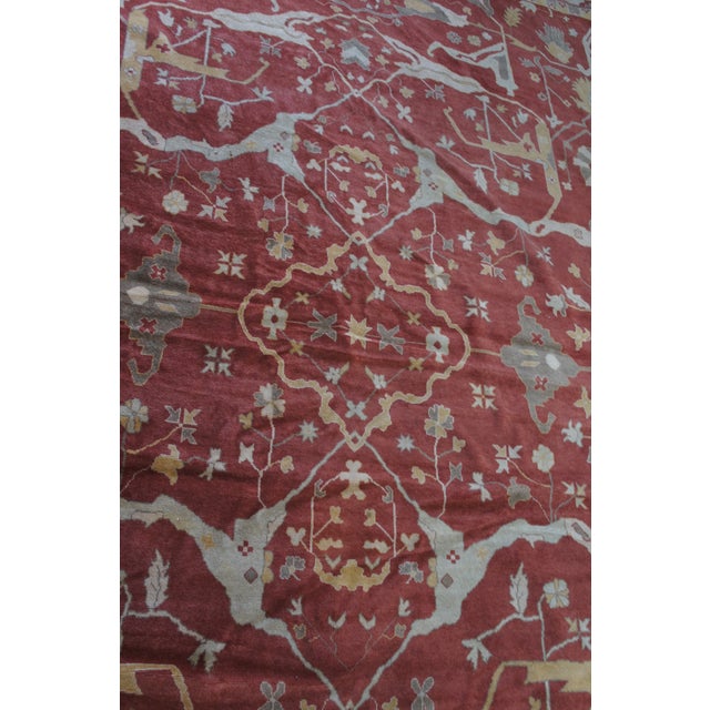 Vintage Turkish Hand Knotted Oushak Geometric Palace Area Rug Carpet 12' X 16.5' For Sale - Image 6 of 13