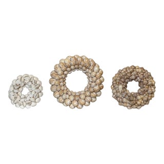 Coastal Style Seashell Wreaths Wall Accent, Set of 3 For Sale