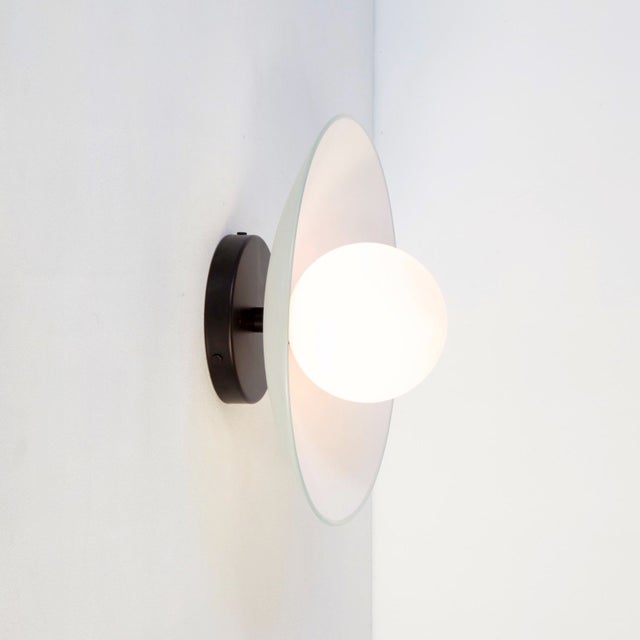 Contemporary Dish Wall Sconce, 5in Glass Globe, Modern Led Wall Sconce, by Research.Lighting For Sale - Image 3 of 9