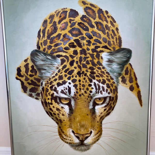 Vintage Cheetah Oil Painting Signed by Allen 1976 For Sale - Image 11 of 12
