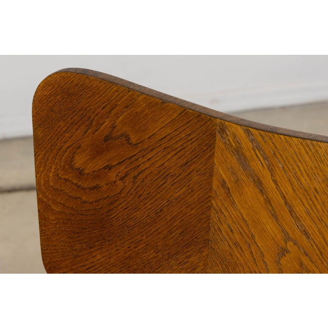 Set of Six French Art Deco Dining Chairs, Oak & Chenille, 1930s For Sale - Image 17 of 18