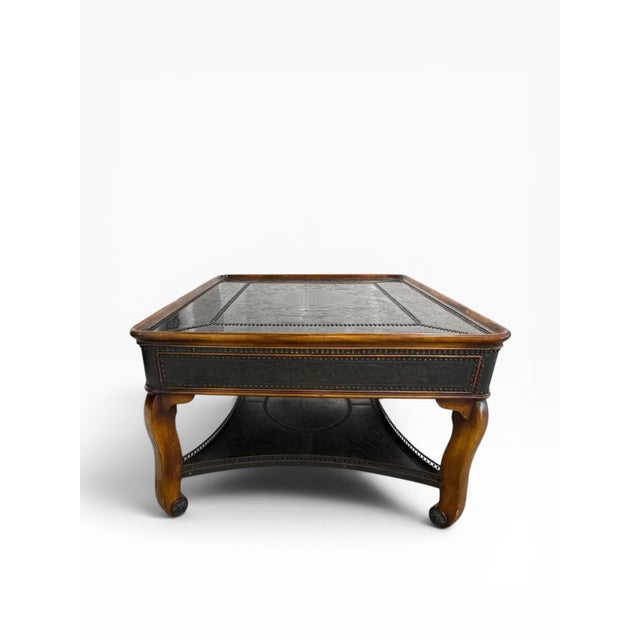 Theodore Alexander Theodore Alexander Louis XIII Style Etched Brass Tray Top Coffee Table For Sale - Image 4 of 16