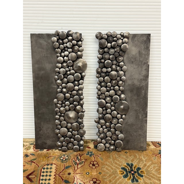 Sculpted Metal Rock Plates, Set of Two For Sale - Image 9 of 12
