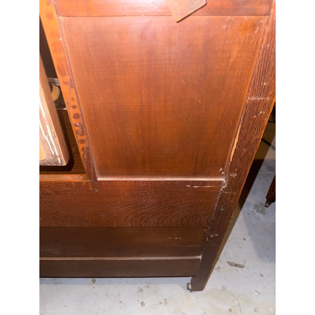 Antique American Solid Tiger Oak Drop-Center Vanity Dressing Table With Lion's Paw Feet For Sale - Image 4 of 10