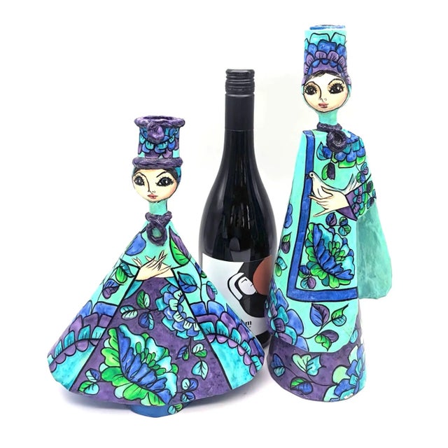 Paper Vintage Mexican Hector & Abelardo Ruiz Papier Mâché Candle Holders, a Pair For Sale - Image 7 of 11