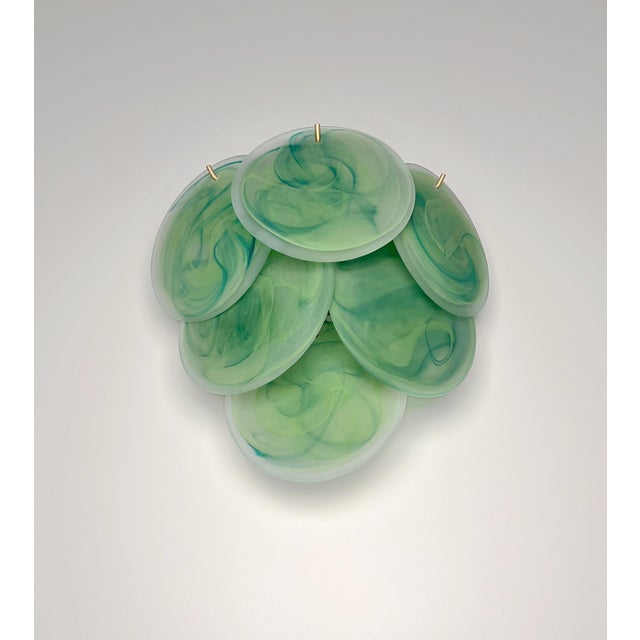 Glass Wall Sconces with Acid-Etched Alabaster Glass Discs, 1990s, Set of 2 For Sale - Image 9 of 15