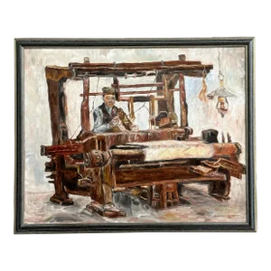 1990s Signed Original Painting After Van Gogh's "Weaver"