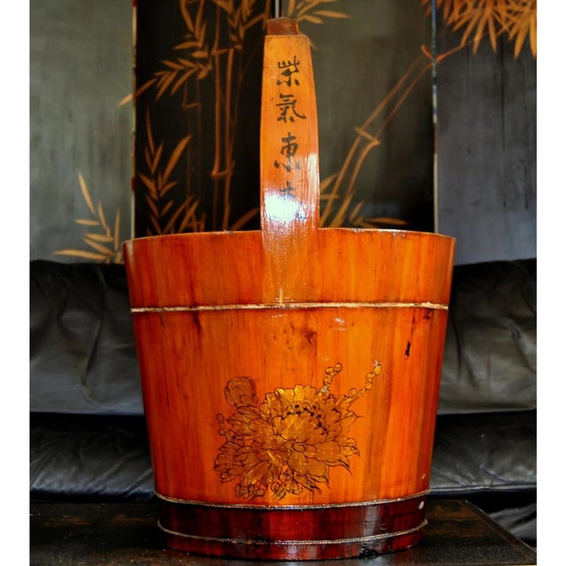 1930s Antique Water Barrel Bucket Japanese Wood Uchimizu Cachepot For Sale - Image 5 of 14