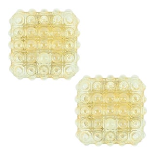 1970s Mid-Century Modern Amber Bubble Glass Wall Lights/Sconces by Helena Tynell for Limburg - a Pair For Sale