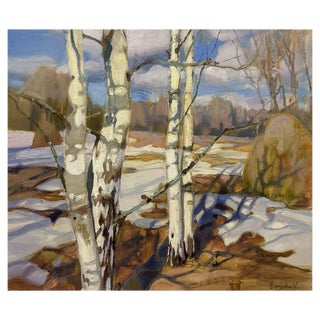 Valery Baida, Birches, Oil on Canvas, 2023 For Sale