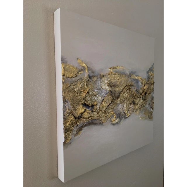 "EarthScape" Original Abstract Wall Sculptures Marble Brass Gold - a Pair For Sale - Image 4 of 11