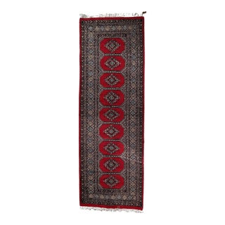 1950s, Mid-Century Vintage Uzbek Bukhara Style Wool Runner 2.8' X 7.9' For Sale