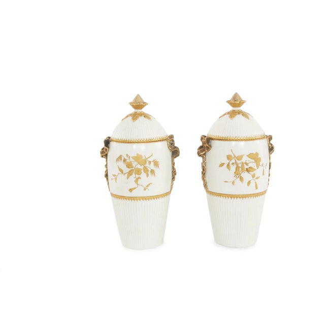 Contemporary Mid 19th Century Pair Covered Porcelain Urn For Sale - Image 3 of 13