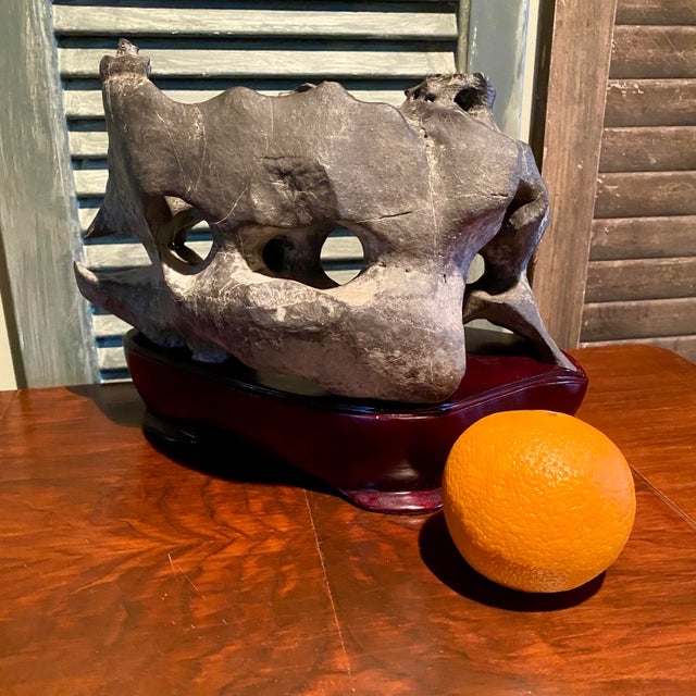 17th Century Chinese Scholar Stone Rock on Wood Stand For Sale - Image 10 of 11