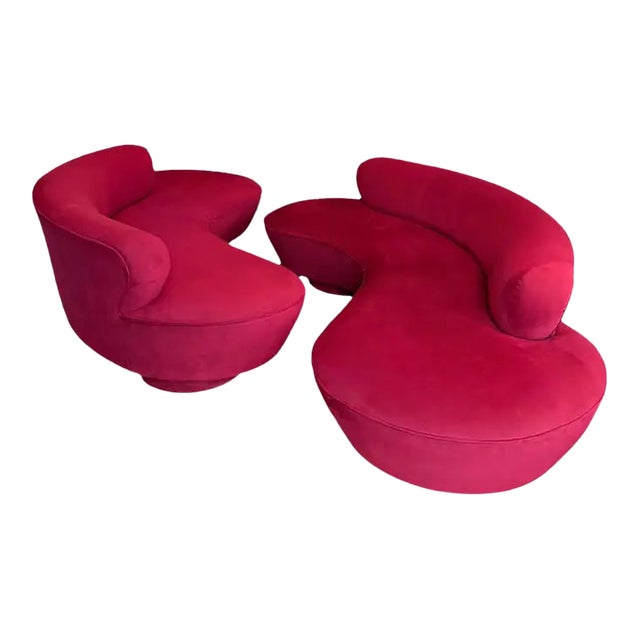 Vladimir Kagan Serpentine Cloud Curved Sofas for Directional, Signed Pair For Sale