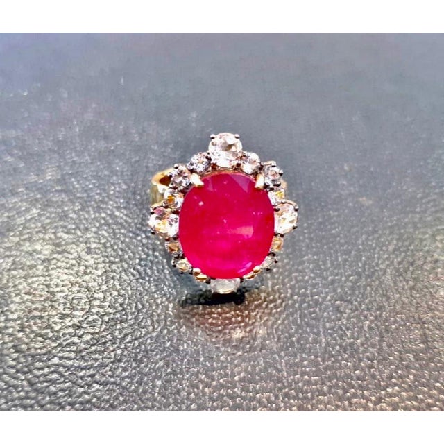 Bochic "Orient" Vintage African Ruby & White Topaz Ring Set in 18K Gold & Silver For Sale - Image 18 of 18