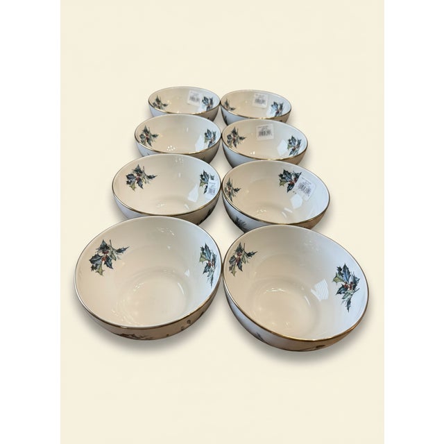 Ivory 70-Piece Lenox Winter Greetings Holiday China Service – Estate Collection With Serving Pieces – Ivory Porcelain & 24k Gold For Sale - Image 8 of 18
