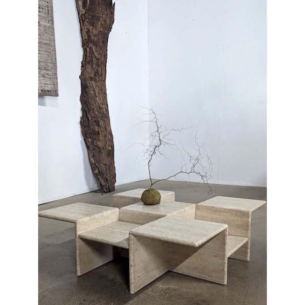 Beautiful Puzzle piece Modern travertine table