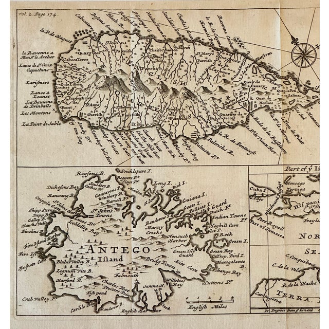 English 1716 St. Kitts, Antigua & Caribbean — By Herman Moll Atlas Geographicus For Sale - Image 3 of 4