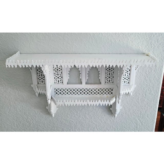 Moroccan Moroccan Handcrafted Wooden Wall Shelf, White For Sale - Image 3 of 9
