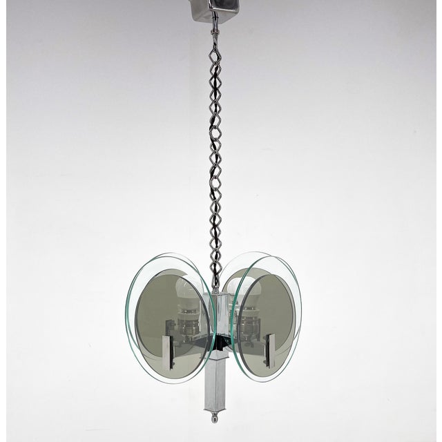 Art Deco Chrome & Glass Chandelier, 1920s For Sale - Image 15 of 15
