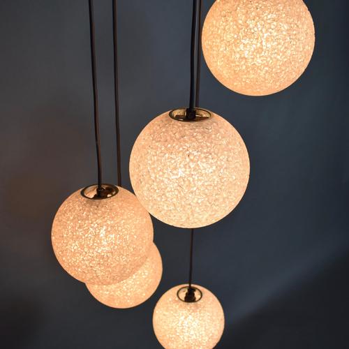 Dutch Five-Globe Pendant Lamp, 1970s For Sale - Image 3 of 16