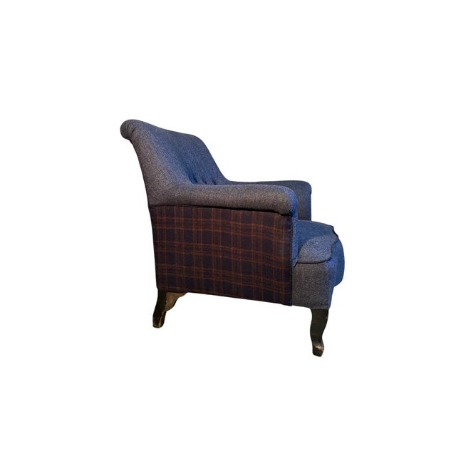 Set of Blue Wool Armchairs For Sale - Image 3 of 6