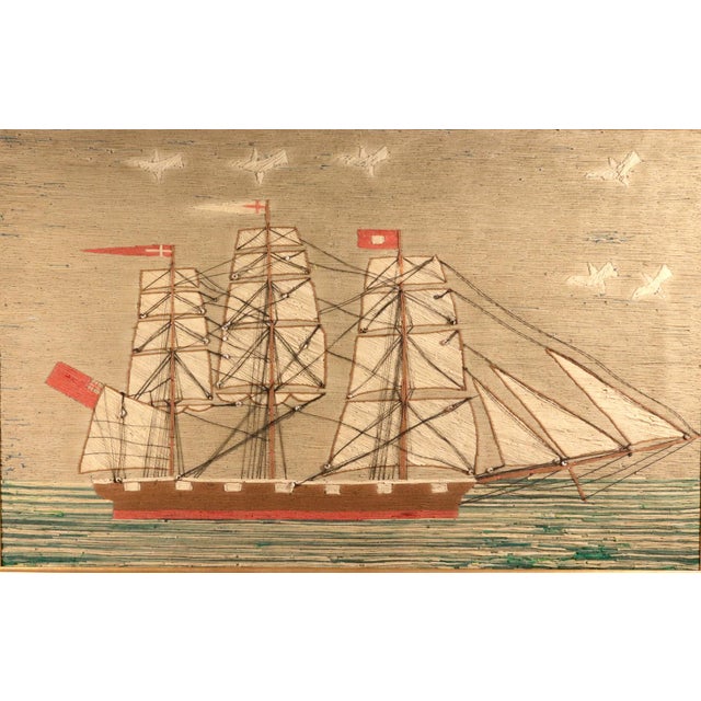 Large British Sailor's Woolwork of a Merchant Ship For Sale In Philadelphia - Image 6 of 10