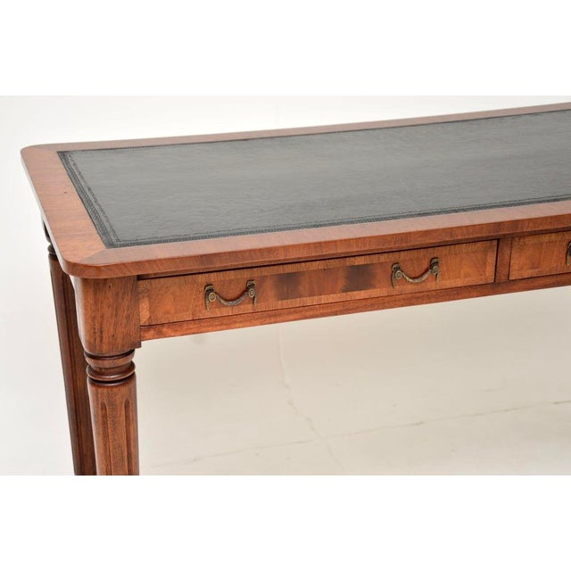 Brown Antique Georgian Leather Top Writing Table, 1950s For Sale - Image 8 of 11