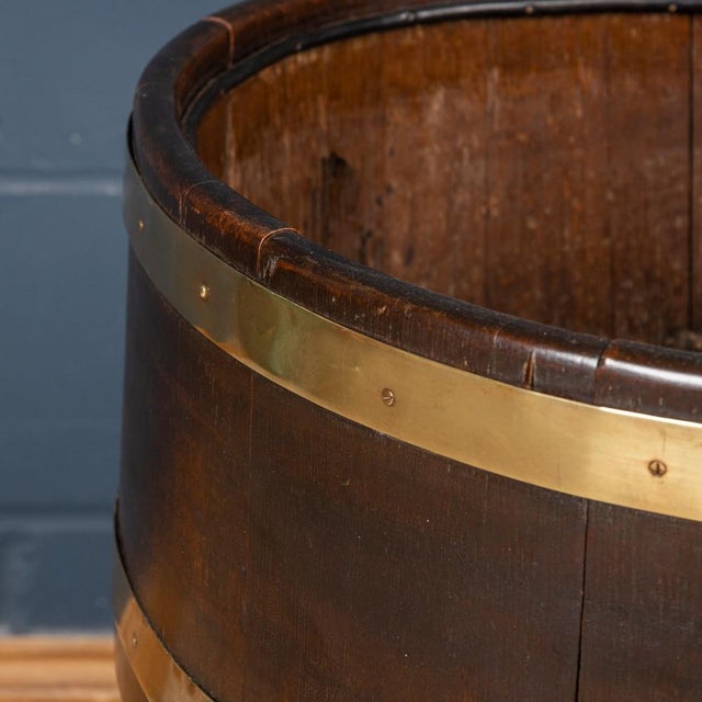 English Oak and Brass Bound Jardiniere, 1940s For Sale - Image 10 of 16