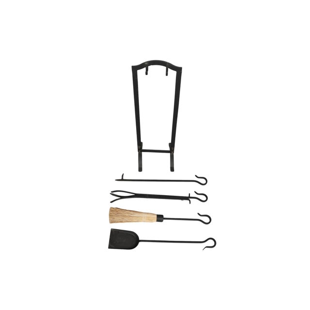 Contemporary Black Cast Iron Fireplace Tools, 5pcs For Sale - Image 4 of 6
