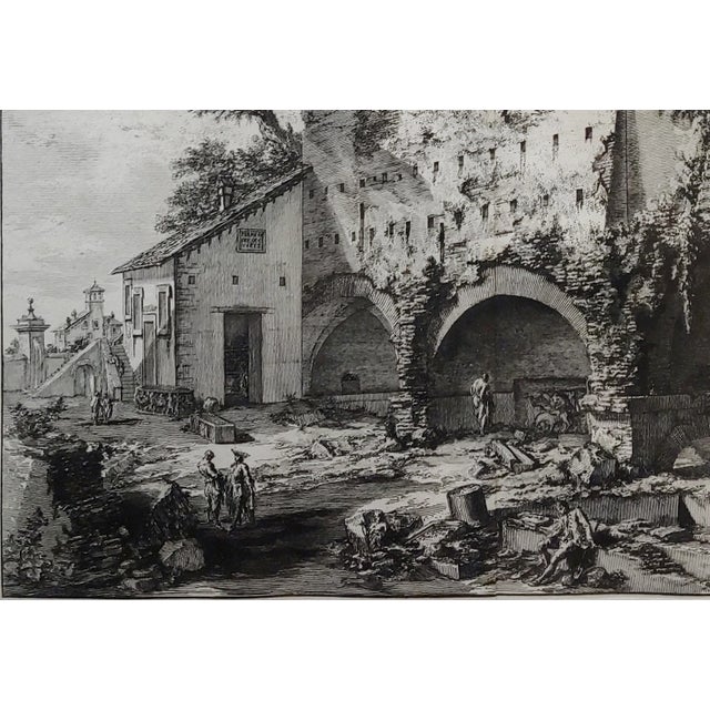 Black Giovanni Battista Piranesi -Veduta Chiesa San Sebastiano -18th Century Etching For Sale - Image 8 of 11