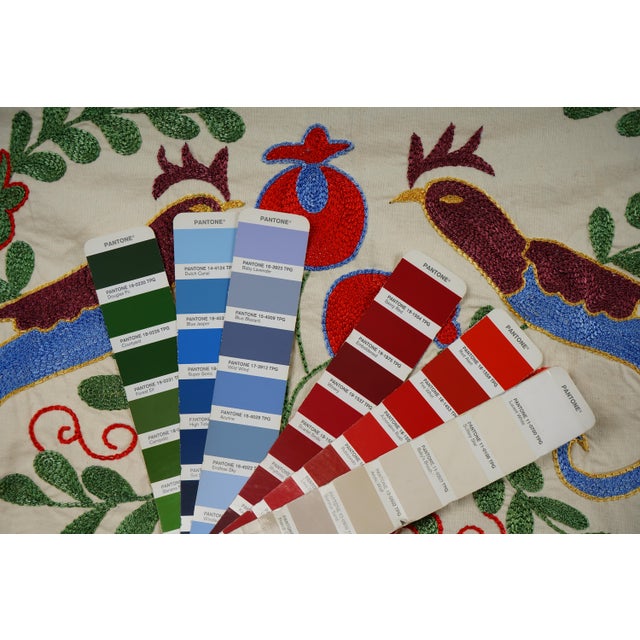 Decorative Suzani Embroidered Cotton Cloth For Sale - Image 10 of 10