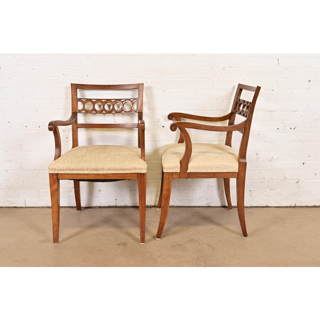 Brown Kindel Furniture Regency Carved Cherry Wood Armchairs, Pair For Sale - Image 8 of 12