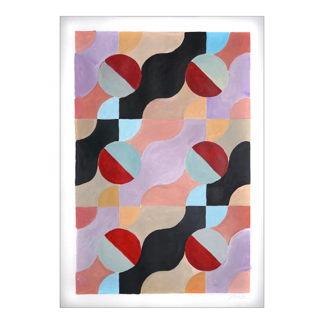 2022 "Pastel River Flow" Abstract Acrylic Painting on Watercolor Paper by Natalia Roman For Sale