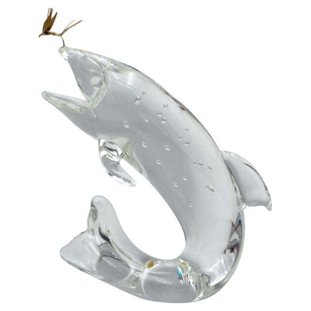 Mid 20th Century Steuben Glass & 18K Gold “Trout & Fly” by James Houston, Introduced 1966 For Sale - Image 5 of 18