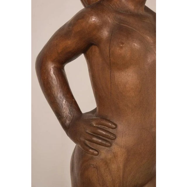 Wood Carved Female Nude with Stand For Sale - Image 6 of 17