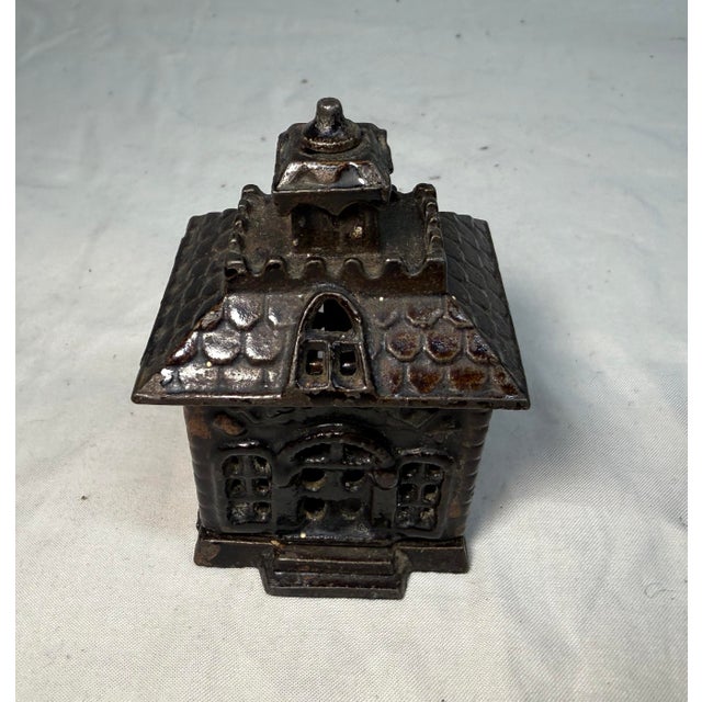 Miniature Rare Antique Kenton Toys Cast Iron Building Still Coin Dime State Bank For Sale In New York - Image 6 of 9