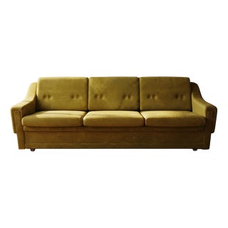 Mid-Century Folding Sofa Bed in Mustard, Czechoslovakia, 1930s For Sale