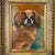 A charming vintage oil painting depicting a Pekingese dog, executed with fine attention to the texture and movement of the...