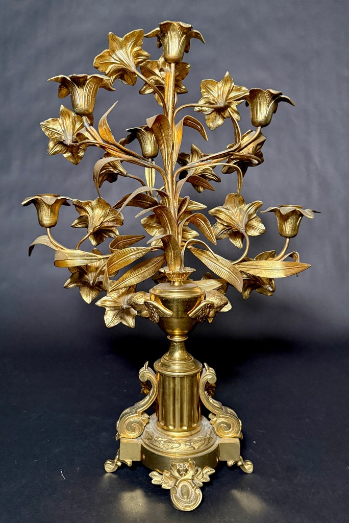Late 19th Century Pair of French Napoleon III Gilt Bronze Floral