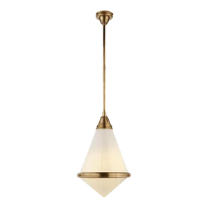 Thomas O'Brien for Visual Comfort Signature Gale Large Pendant in Hand-Rubbed Antique Brass with White Glass