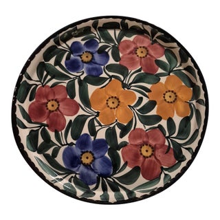 Vintage Hand-Painted SMF Schramberg "Bosporus" Majolica Cake Platter For Sale