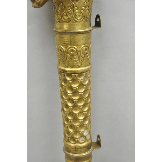 Vintage Italian Regency Neoclassical Large Brass Lion Sconce Door Handles Pair For Sale - Image 14 of 17