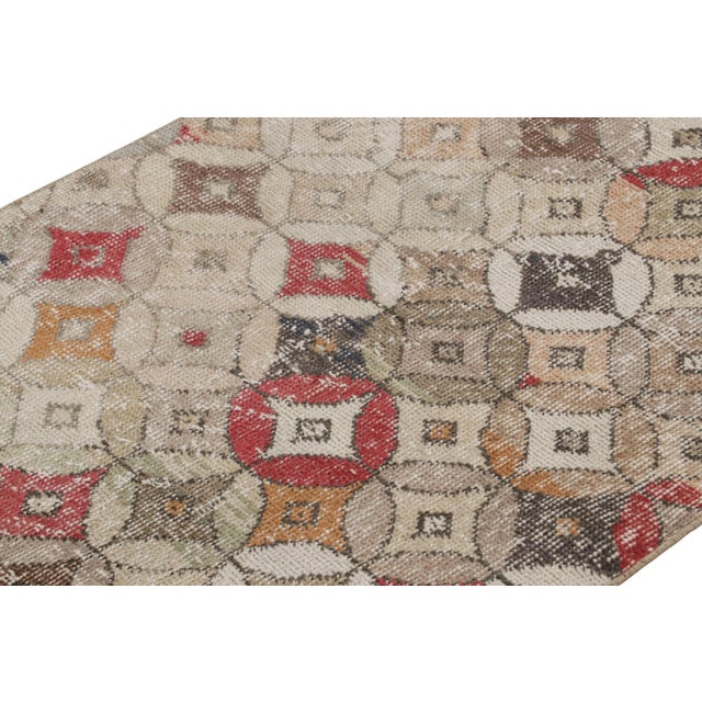 Rug & Kilim Vintage Zeki Müren Art Deco Runner Rug With Geometric Pattern, From Rug & Kilim For Sale - Image 4 of 7