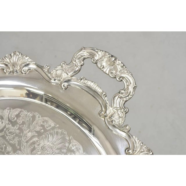 Victorian Mid 20th Century Epca Bristol Silverplate by Poole 145 Silver Plated Victorian Style Serving Tray For Sale - Image 3 of 11