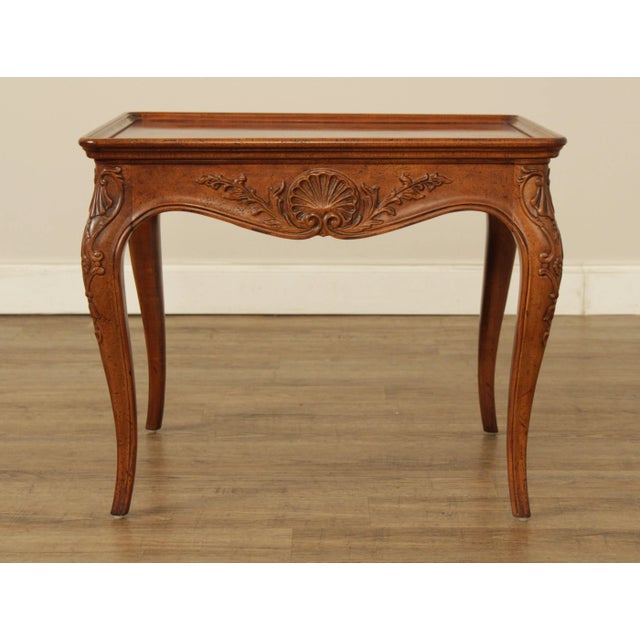 Henredon French Provincial Style Carved Walnut Side Table For Sale In Philadelphia - Image 6 of 13